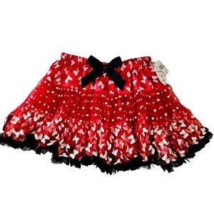 Nwt Disney Parks Red/White/ Black Bow Minnie Mouse Polkadot/Bows Tutu /Shorts